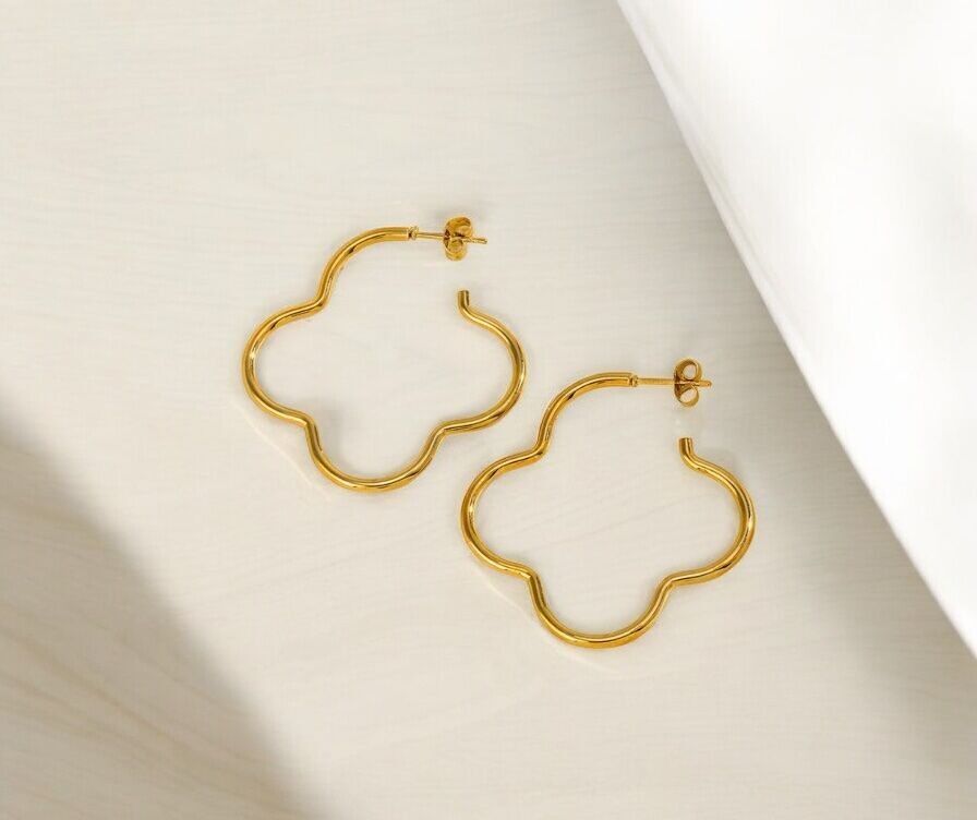 Vergoldete Kleeblatt-Ohrringe