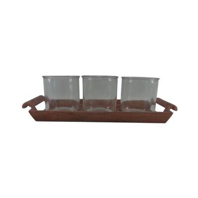Tray with 3 Tealight holders - Vintage Copper - Esmee