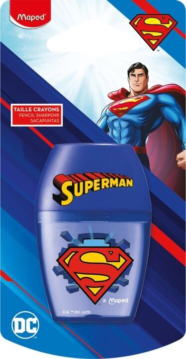 Taille-crayons SHAKER SUPERMAN 1 usage avec réserve, blister