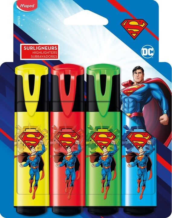 4 SUPERMAN-Textmarker, im Blister