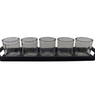 Tray with 5 Tealight holders - Black Antique - Lisa