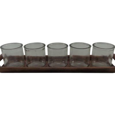 Tray with 5 Tealight holders - Vintage Copper - Lisa
