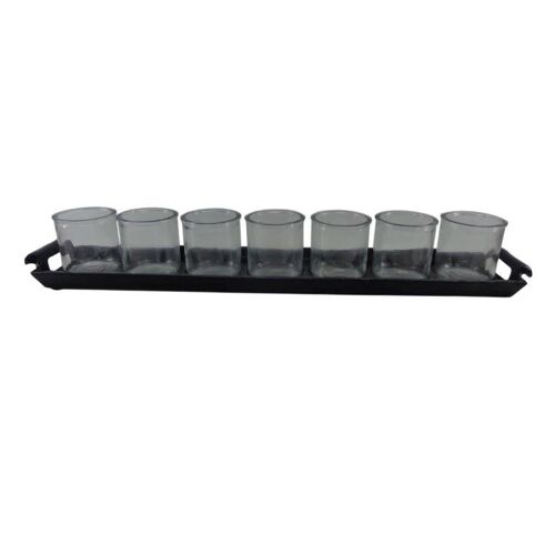 Tray with 7 Tealight holders - Black Antique - Kiki