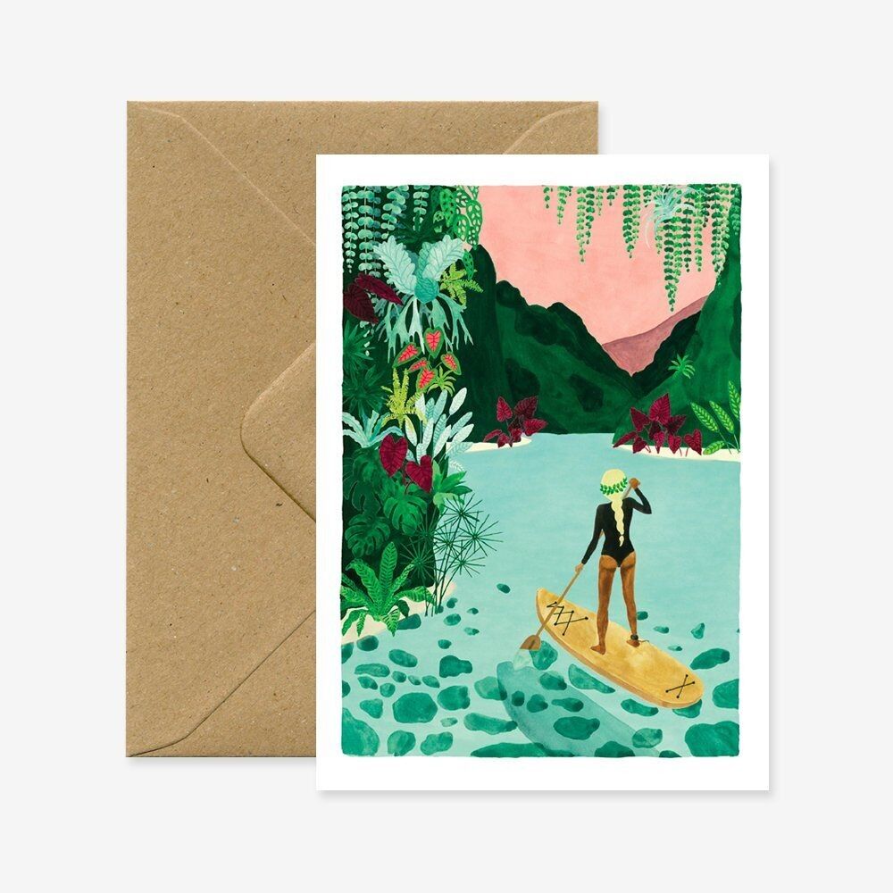 Chica de remo - Tarjeta de felicitación de viaje