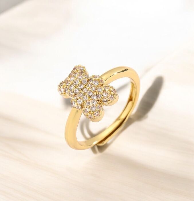Ring Teddy gold plated with zircons