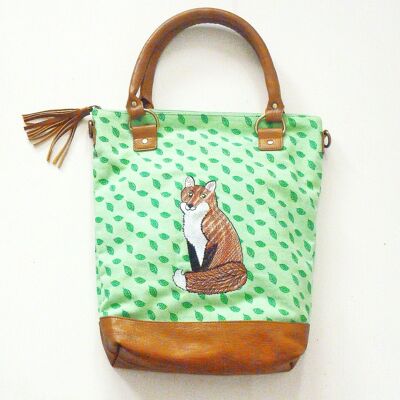 Tote Mr Fox de lona verde