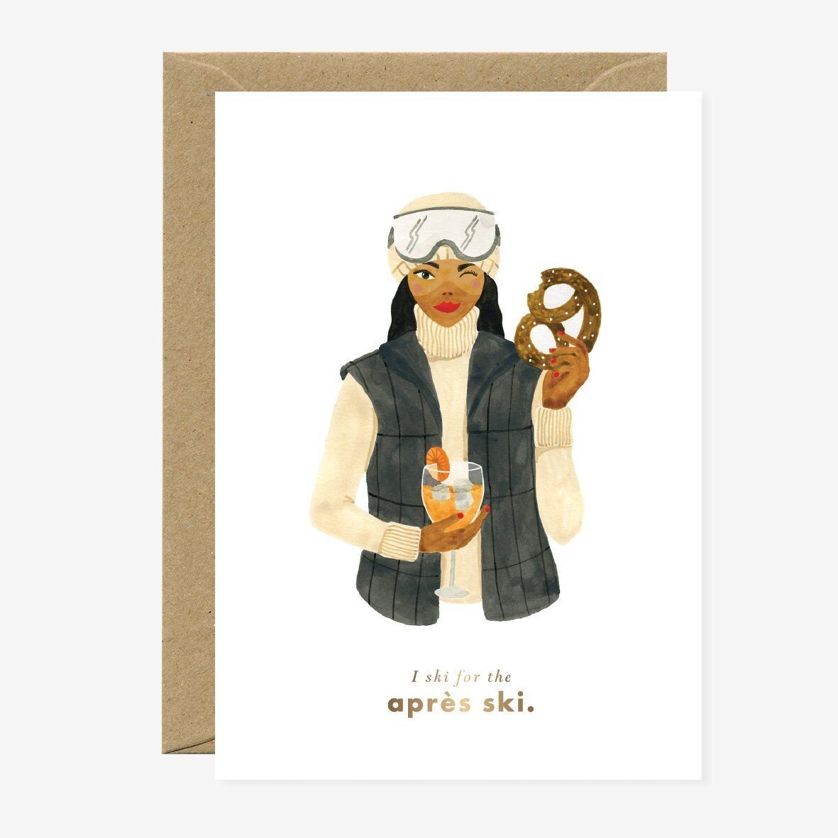 Dopo lo sci - biglietto di auguri di Natale