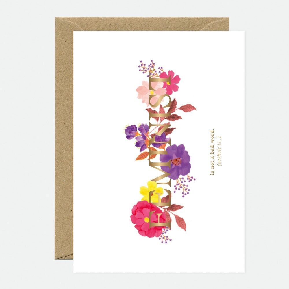 Feminist - Girl power Greeting card - Gold foil