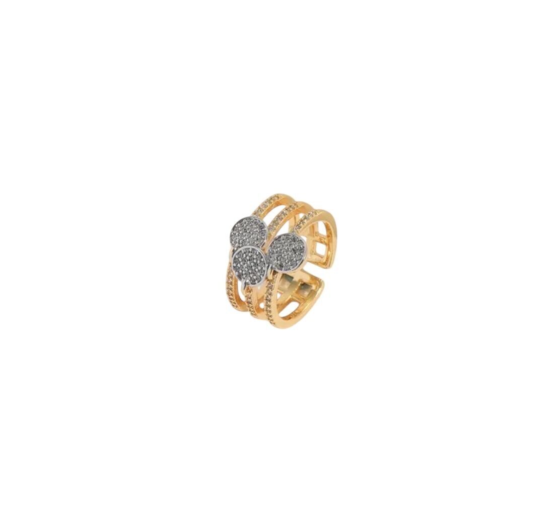 Ring Noir gold plated with zircons