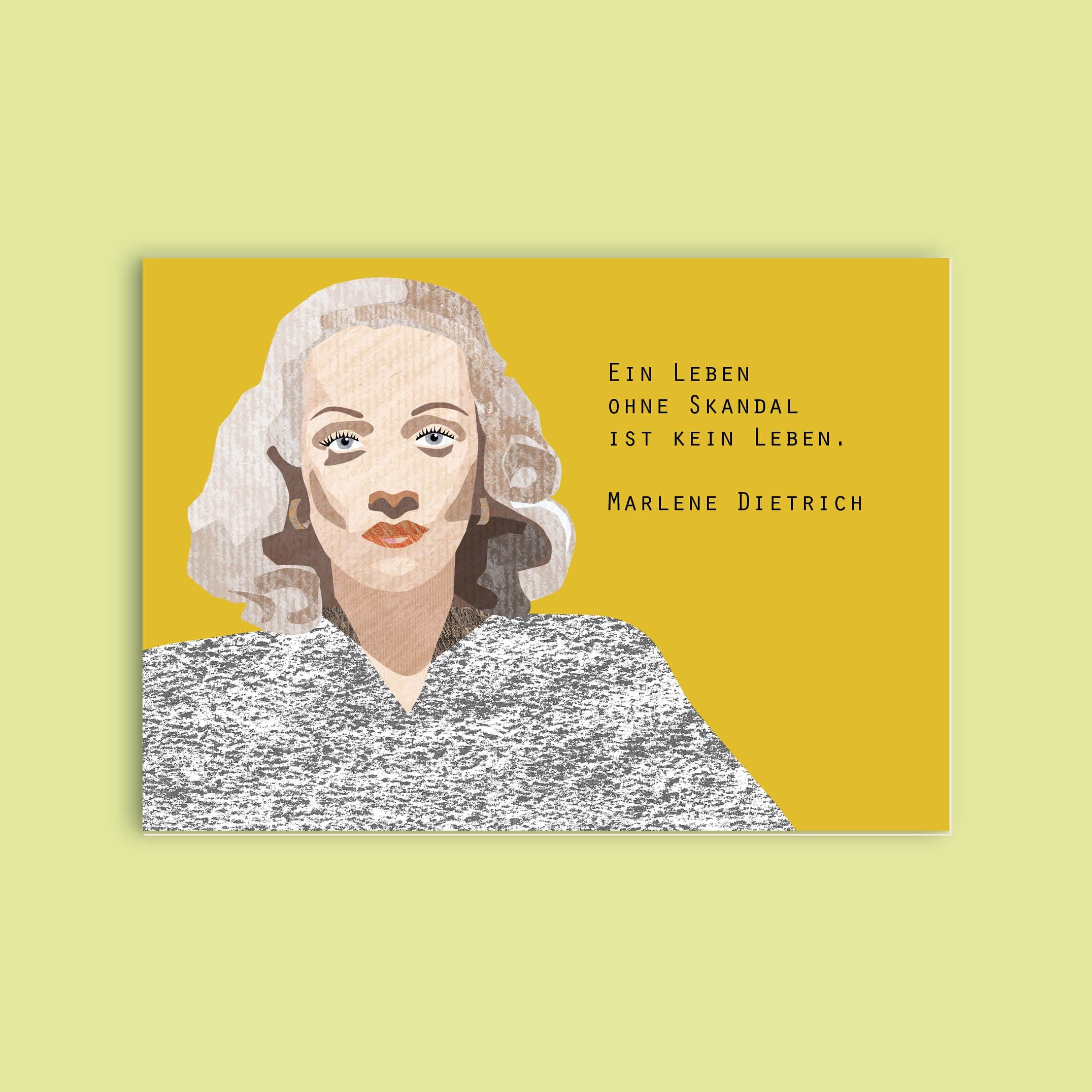 Cartolina in cartone di pasta di legno - signore - Marlene Dietrich