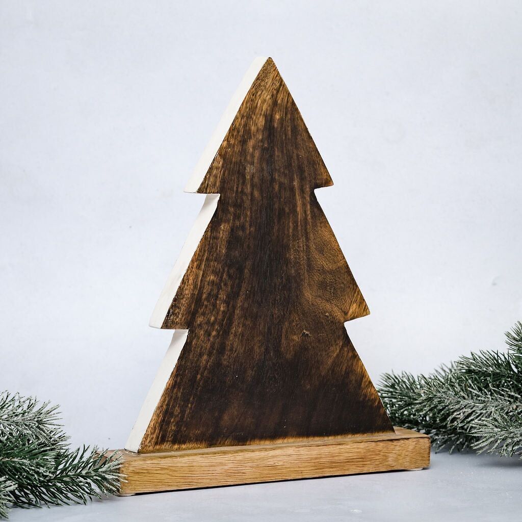 Decorazione autoportante per albero di Natale in legno tradizionale di forma scura Dionysus