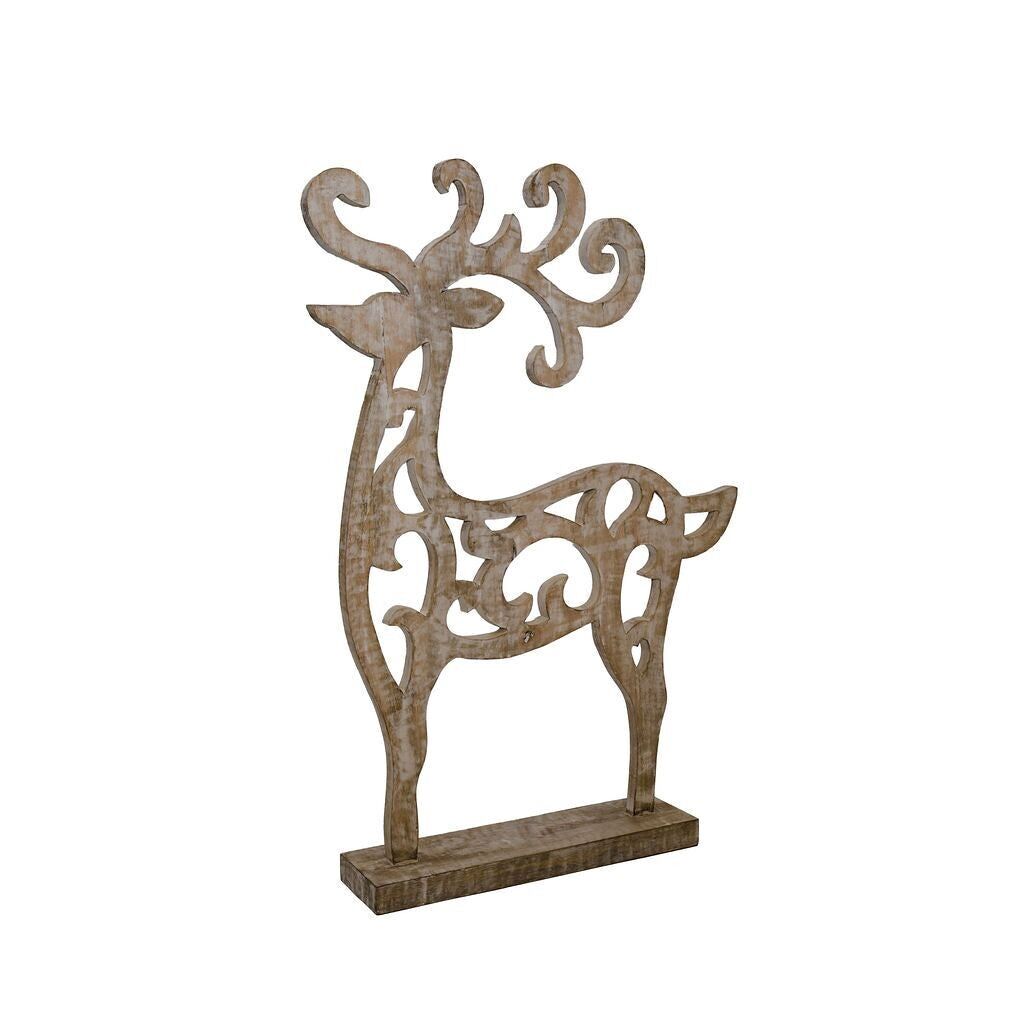 Boréal - Renne décoratif géant autoportant blanchi à la chaux