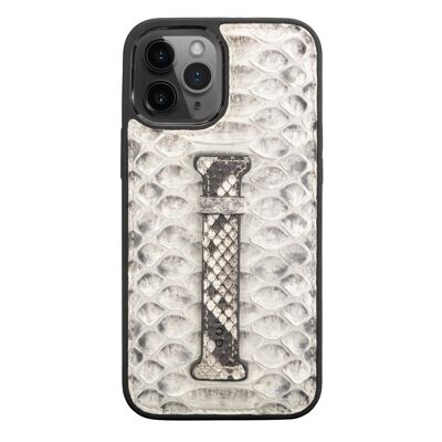 Funda de piel para iPhone 12 Pro Max con presilla Python Natural