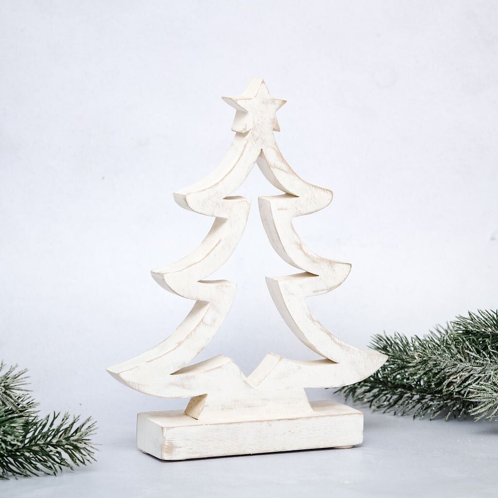 Dafne, grande decorazione per albero ritagliata e imbiancata