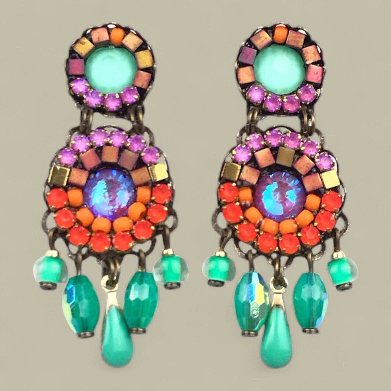 Fluor World ARANCIO Orecchini di cristallo fatti a mano