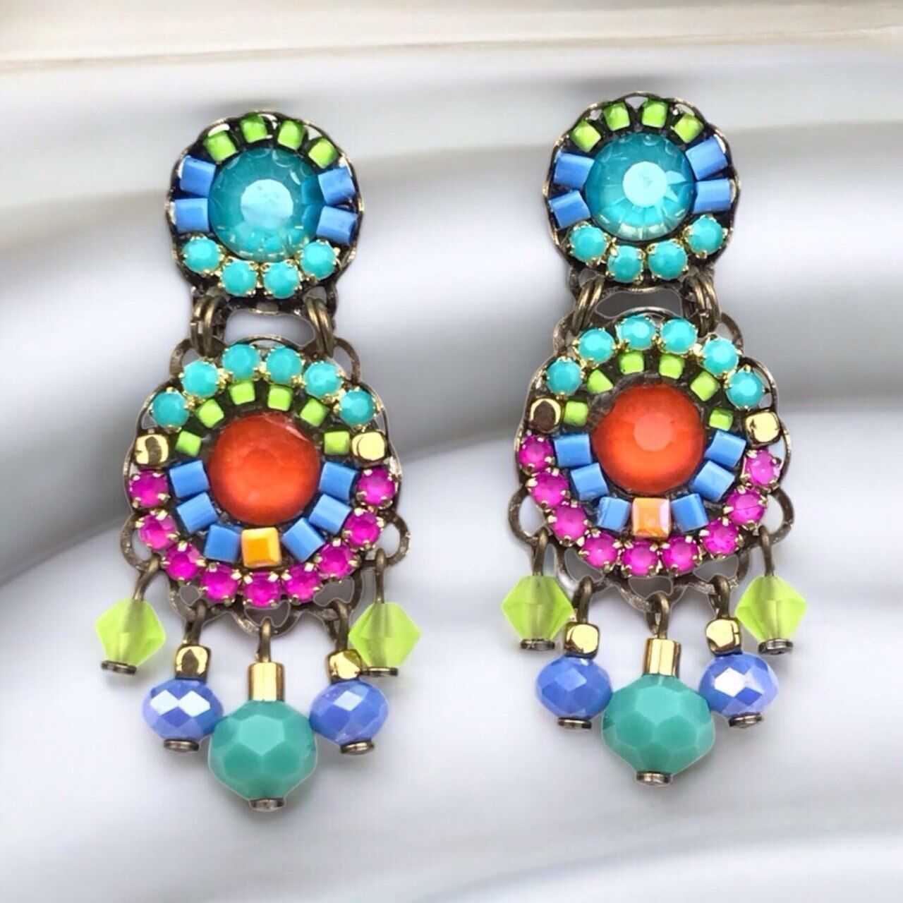 Fluor World HAPPY Orecchini di cristallo fatti a mano