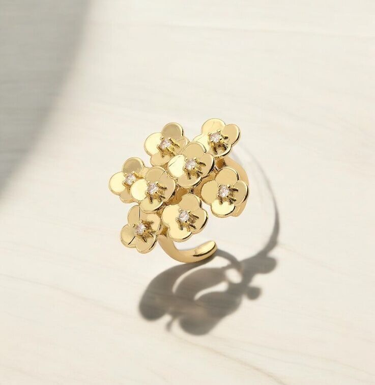 Ring Atena gold plated with zircons