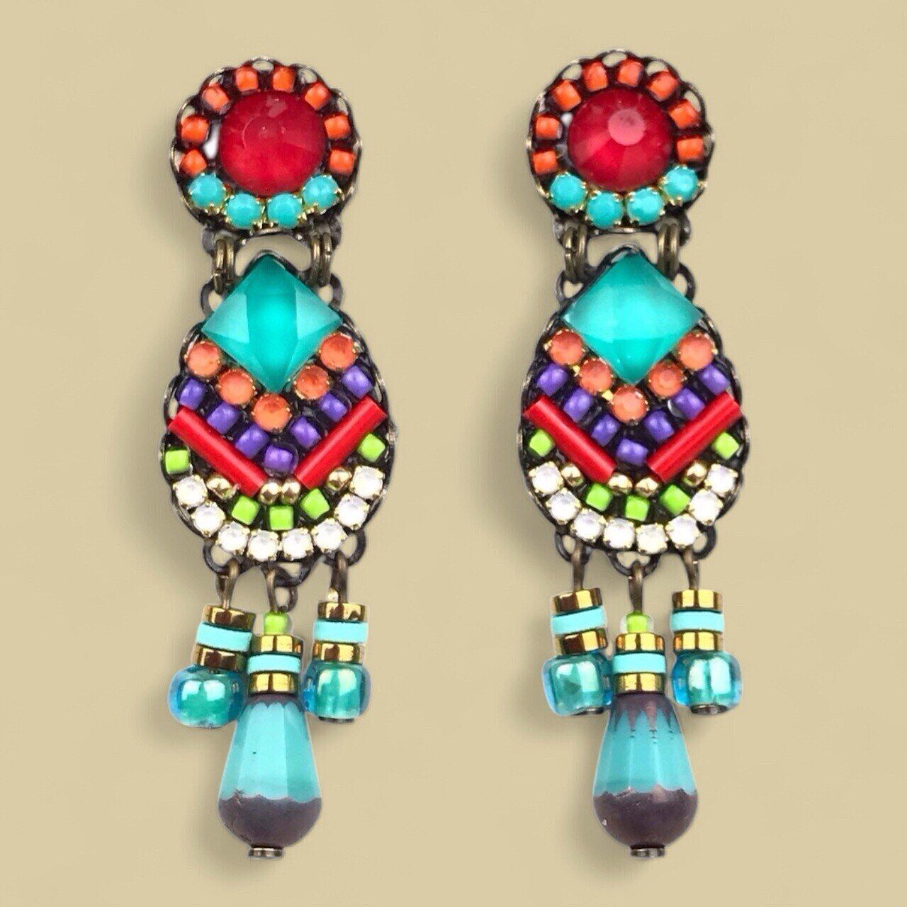 Fluor World Orecchini di cristallo fatti a mano ROSSI