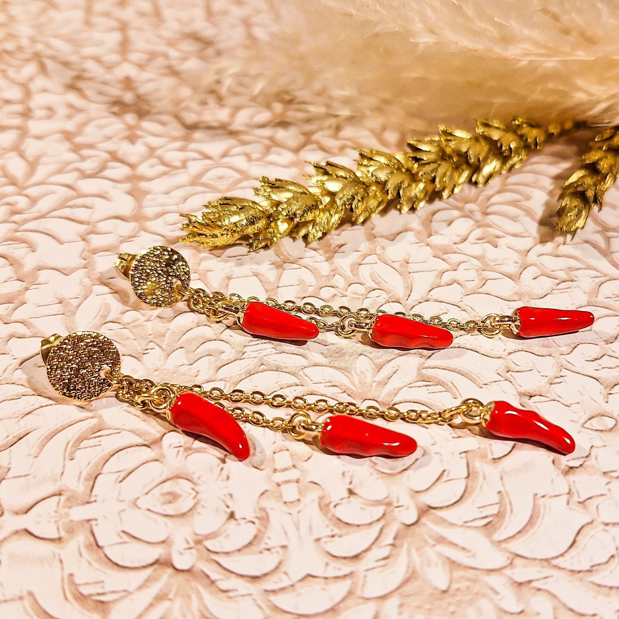 Red Pepper Earrings Gold Stainless Steel for Women Lucky Charm Mother's Day Mom Gift Christmas Gift Teacher
