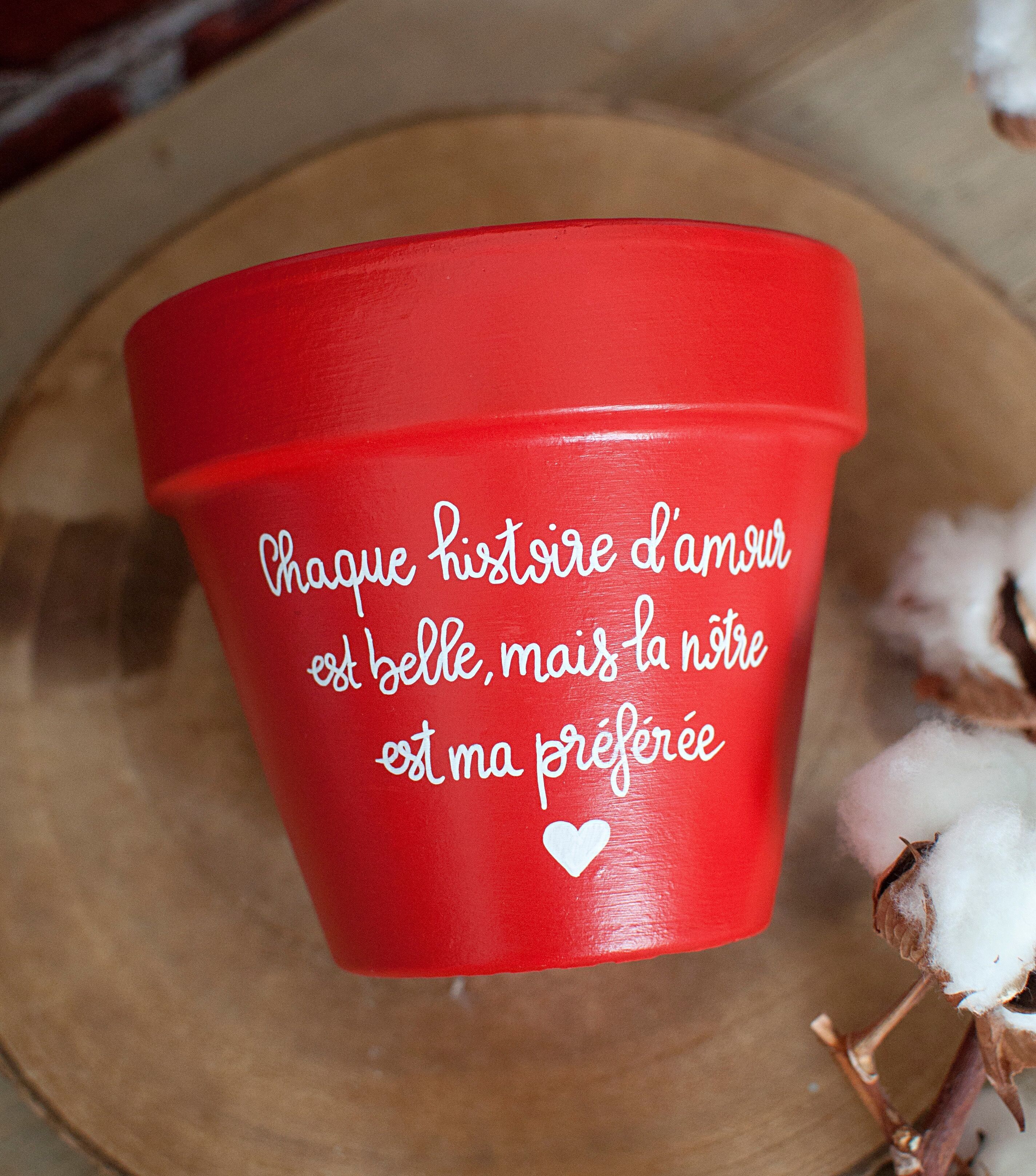 Cache pot / Vaso da fiori in terracotta "Love story": 13 cm di diametro