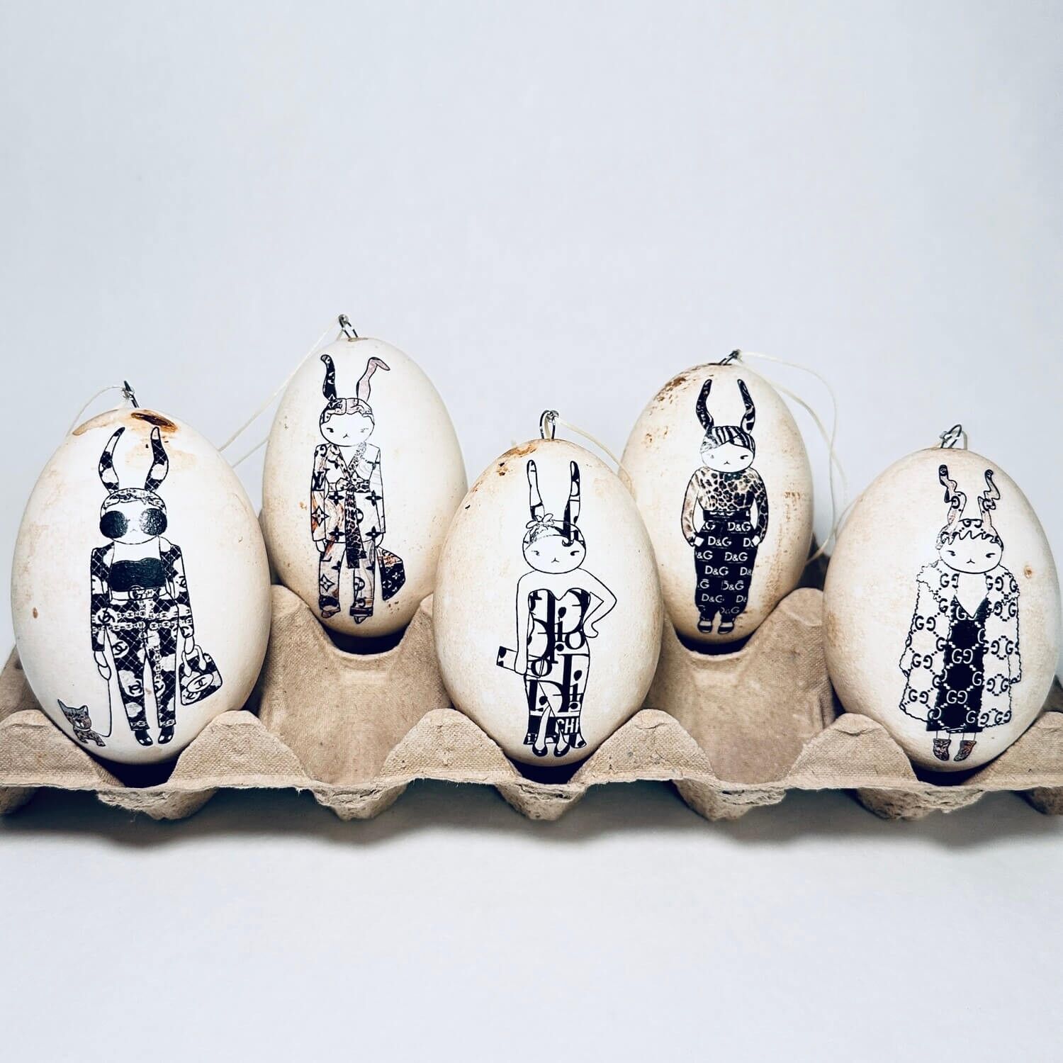 Fashion-Eggs Black & White (Basic) set di 5 uova d'oca dalla Germania