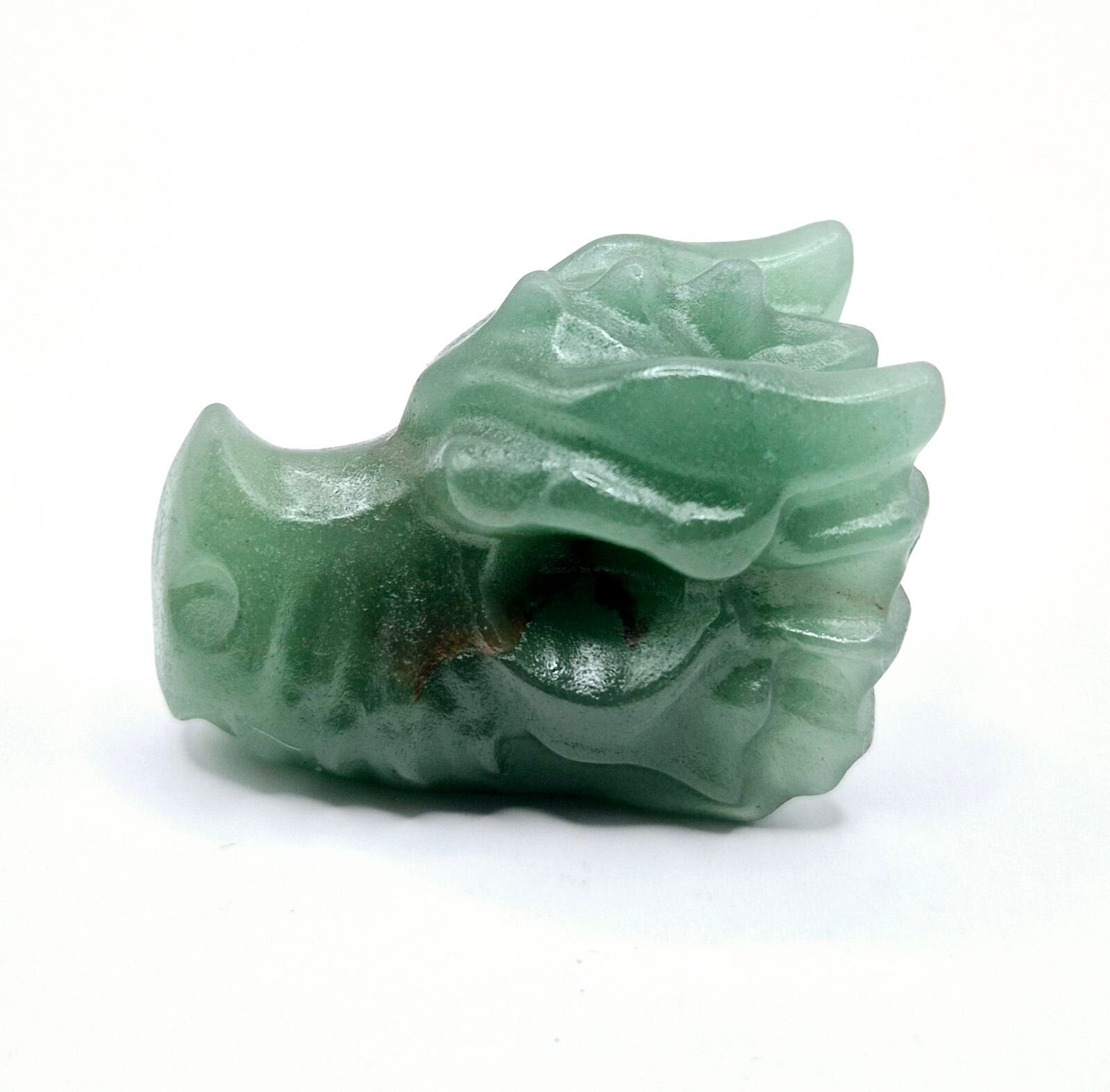 Drachenschädel aus Edelstein (4 cm) – Grüner Aventurin-Drachenschädel