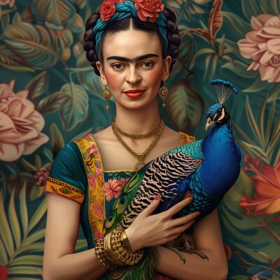 Frida Kahlo: Frida Kahlo con pavo real | Frivolidades de tarjetas