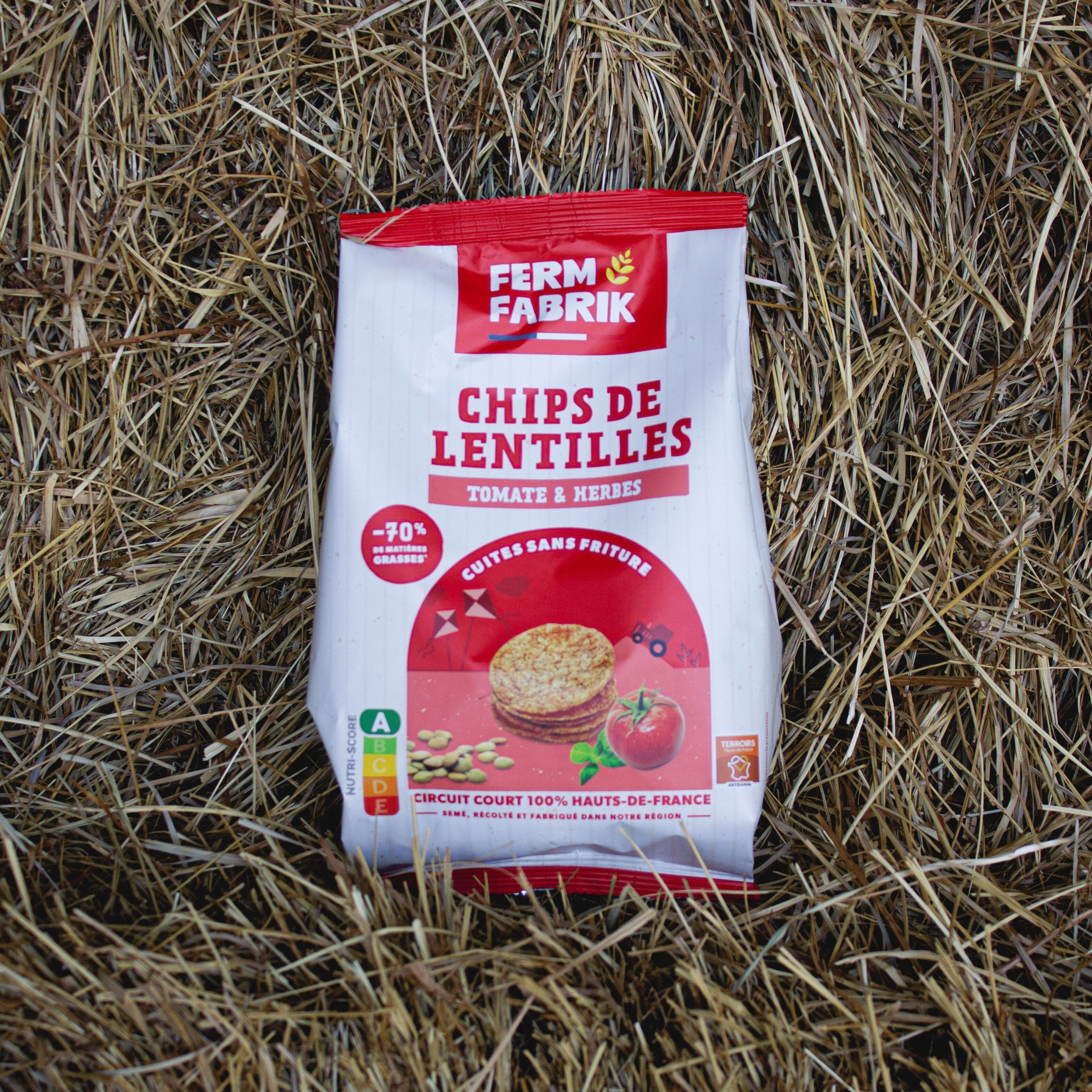 Chips artisanales de Lentilles fermières - Saveur Tomate et Herbes