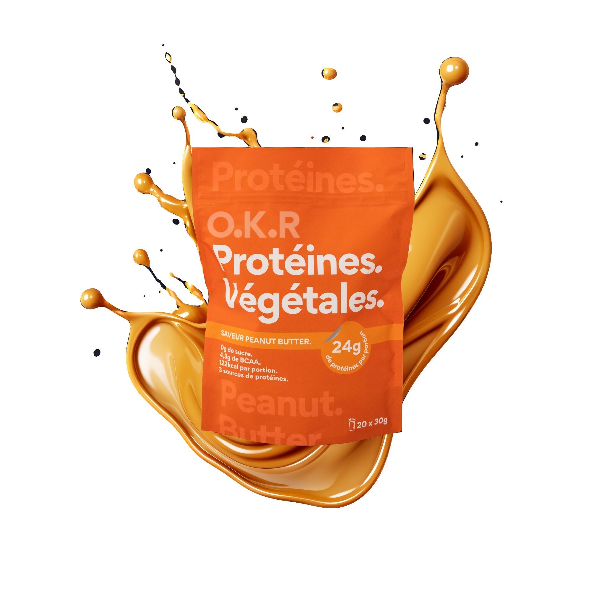 Proteínas vegetales de mantequilla de maní. Snack - 20 batidoras.