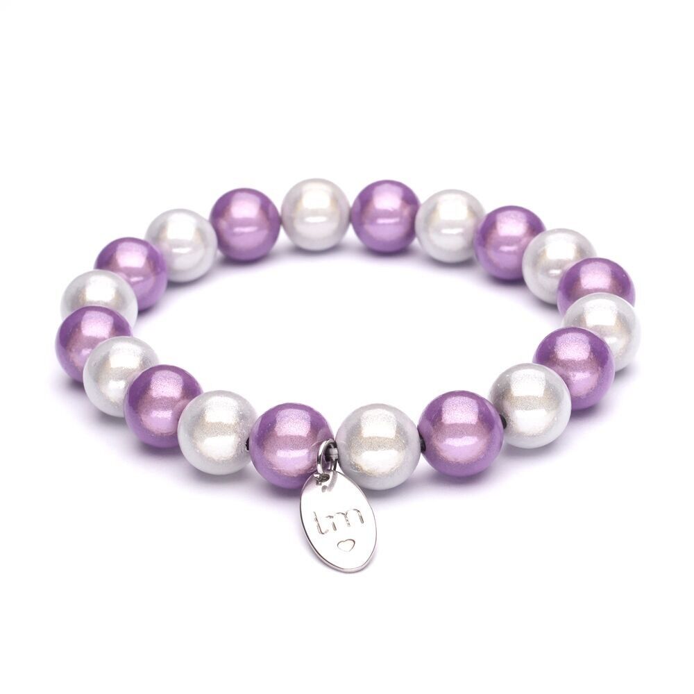 LizzyMae Pulsera Lila Blanquecino 10mm
