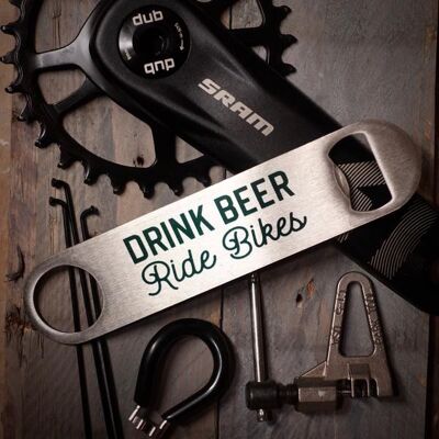 Ouvre-bouteille en acier inoxydable Drink Beer Ride Bikes