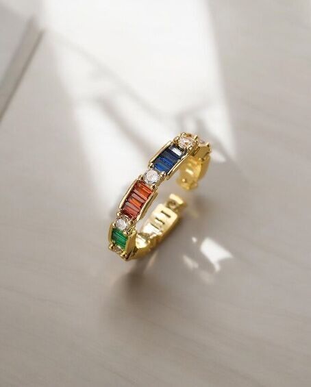 Ring Venice gold plated with zircons