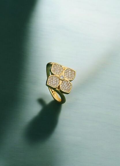 Ring Rosa gold plated with zircons
