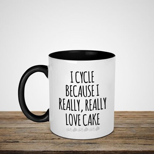 I cycle because i really really love cake mug white/black