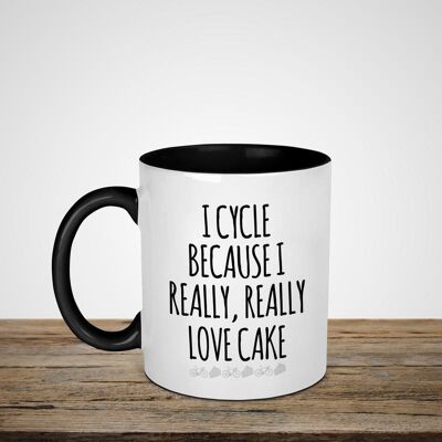 JE CYCLE PARCE QUE J'AIME VRAIMENT VRAIMENT CAKE MUG BLANC/NOIR