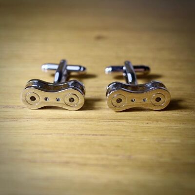 Chain link cycling silver plated cufflinks silver