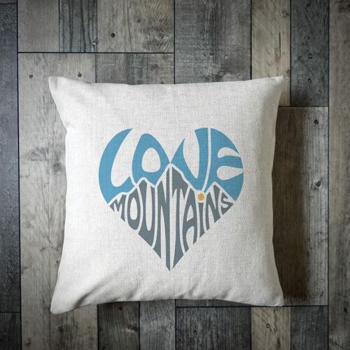 Love Mountains Heart Cushion Cover
