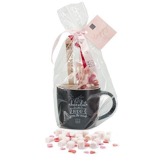 Taza San Valentín con Cucharas de Chocolate Caliente - Cucharas de Chocolate Caliente Chocolate con leche con Malvaviscos, Sprinkles con taza