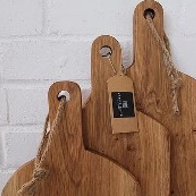 Oak Chopping Board Paddle Handle, Curved Cut s