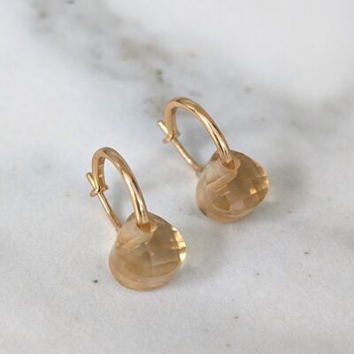 Boucles d'oreilles en forme de larme de citrine et pierre de naissance de novembre