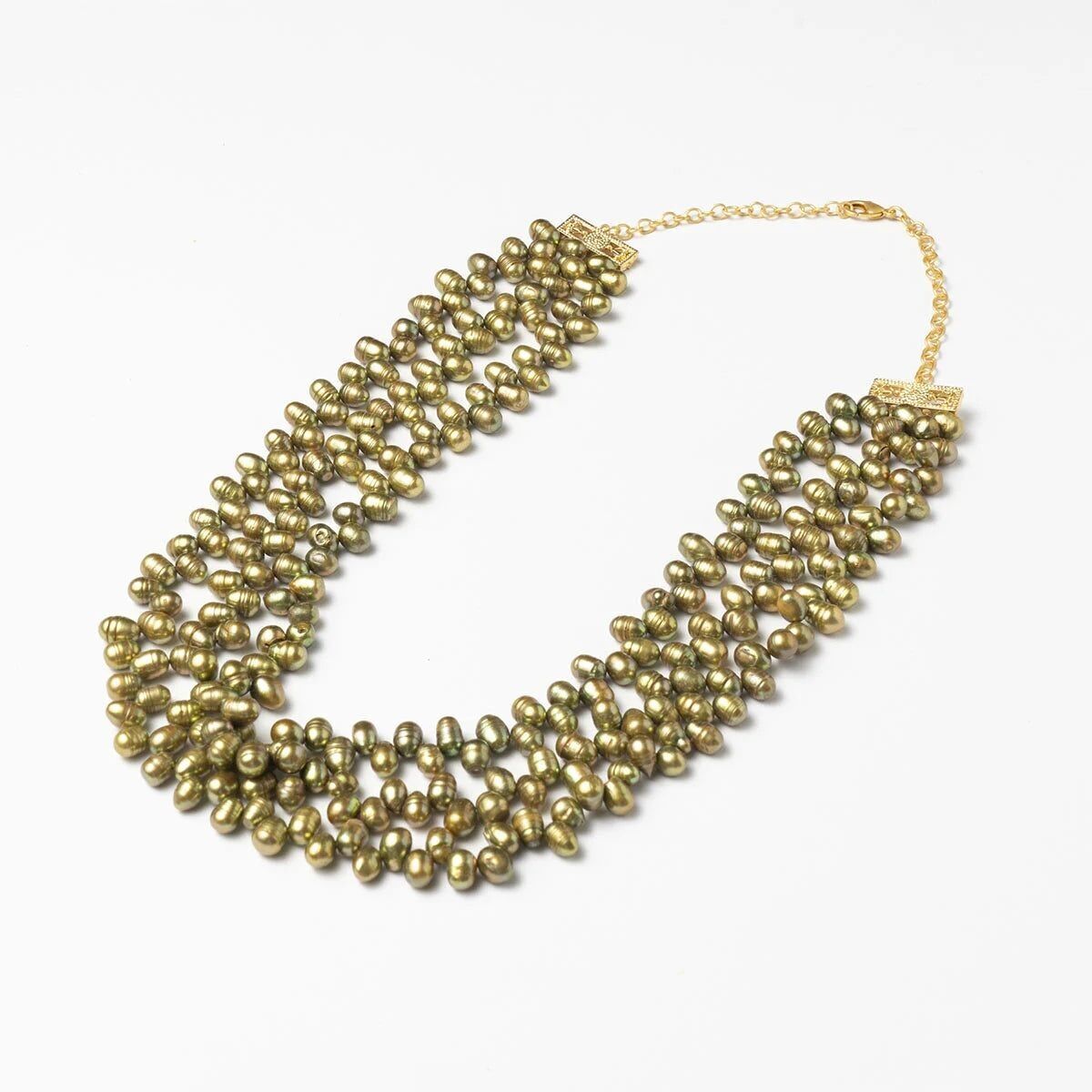 Collana tripla Javari verde oliva