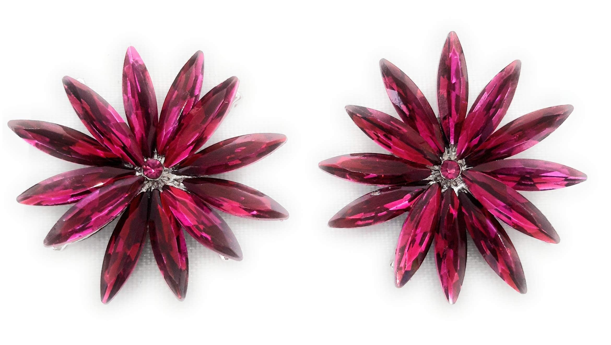 Orecchini Margherita Cristallo Fucsia, Argento