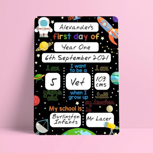 Reusable First Day of School Dry Erase Board – Space Theme Decor