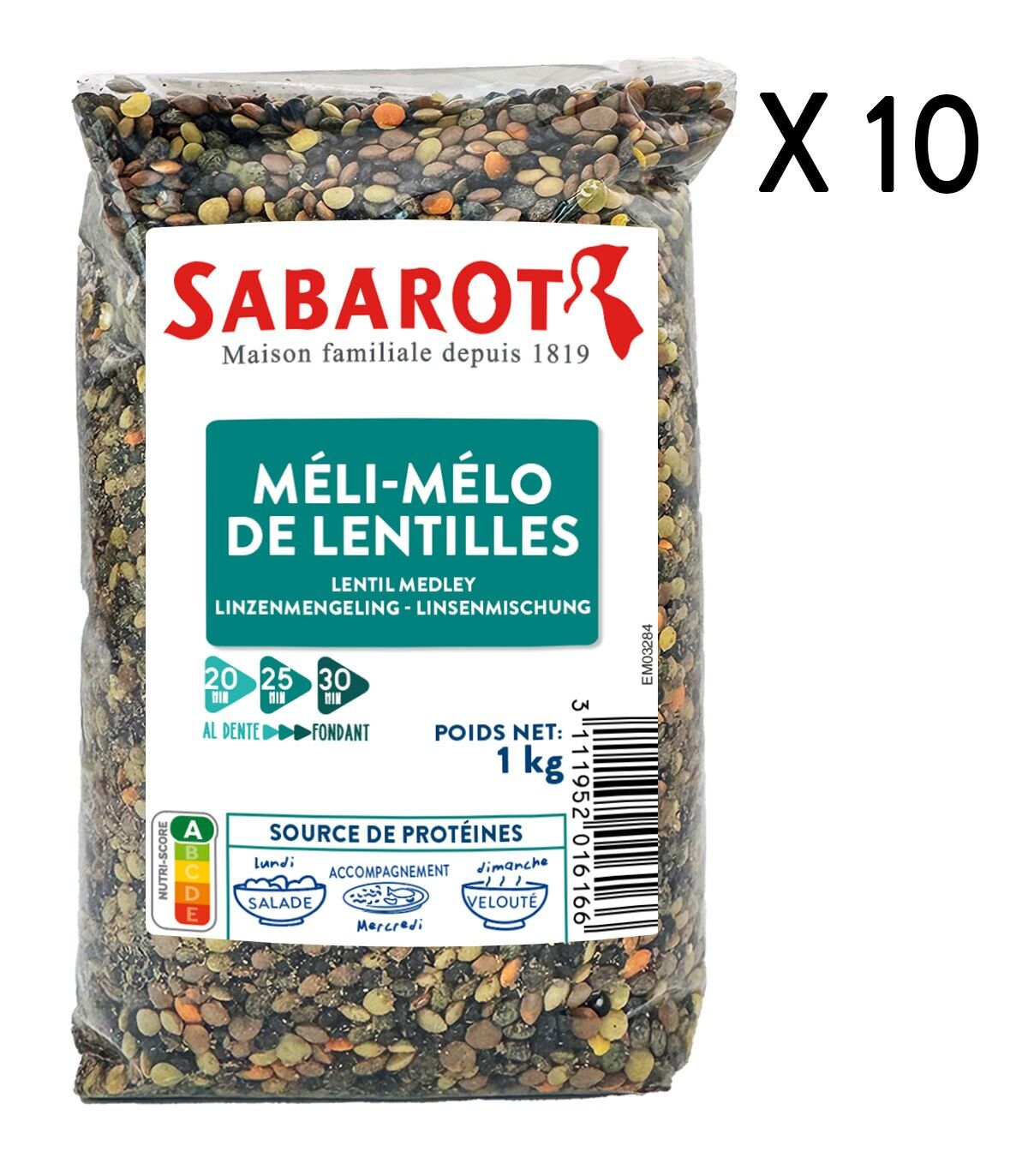 Lenticchie miste - 10 Sacchi da 1kg - Sabarot