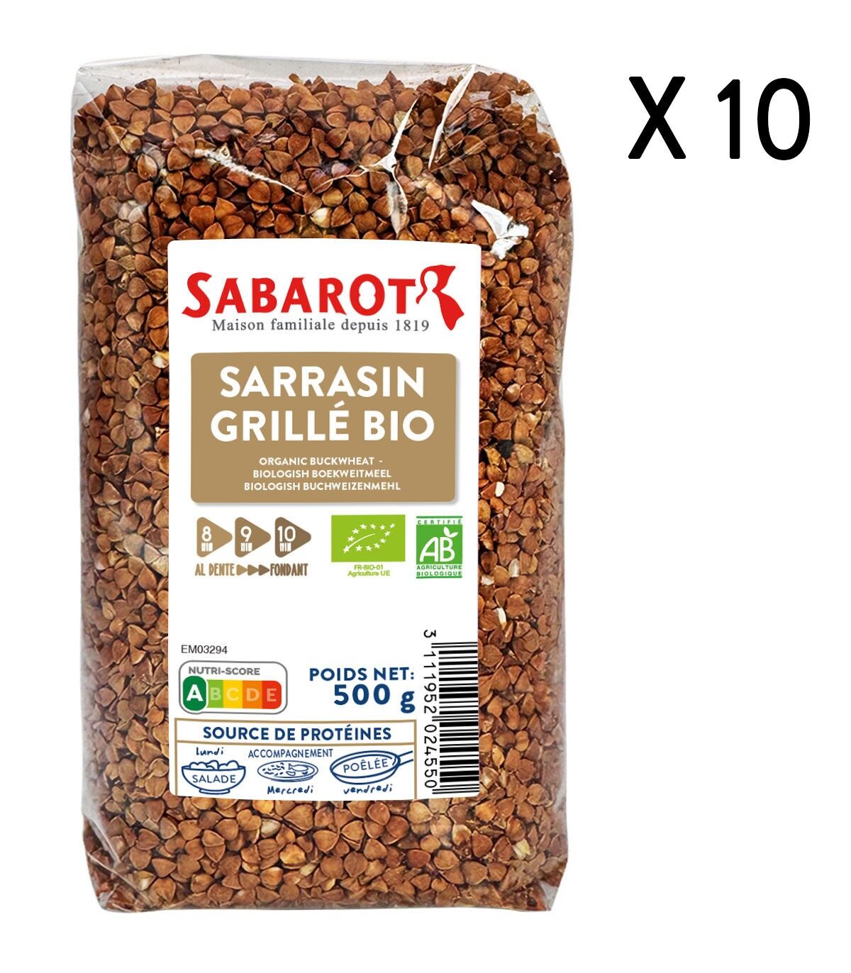Organic roasted buckwheat - 10 bags of 500g - Sabarot