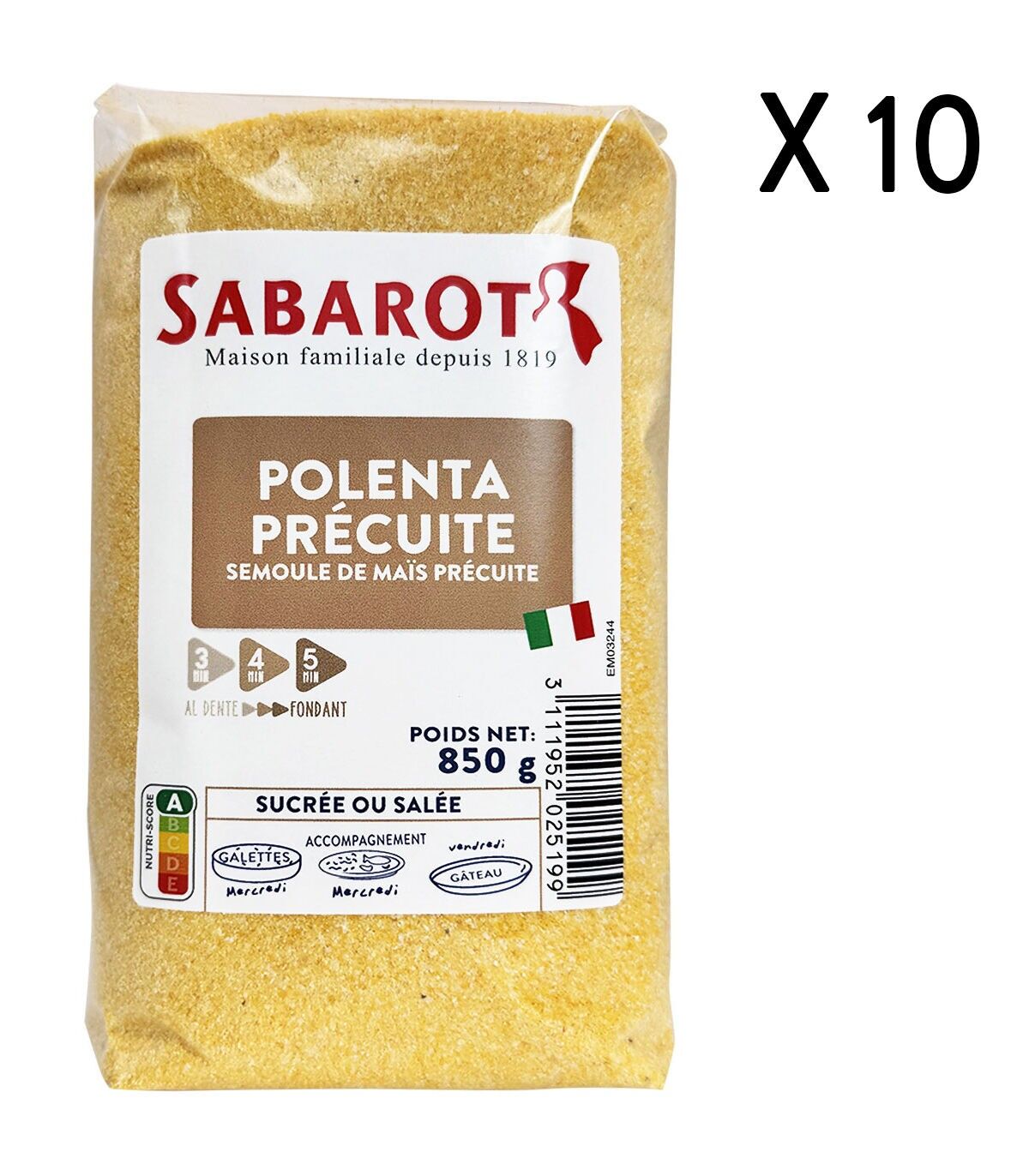 Polenta Precotta - 10 Buste da 850g - Sabarot