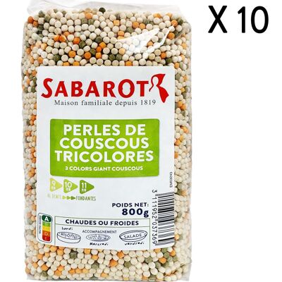 Perles de couscous tricolores - 10 Sachets de 800g - Sabarot