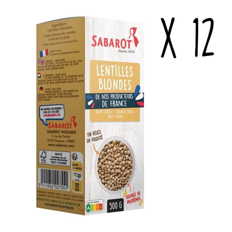 Blonde lentils from France - 12 cases of 500g - Sabarot