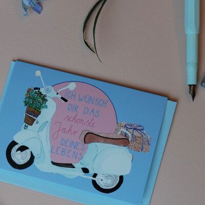Biglietto d'auguri per la Vespa