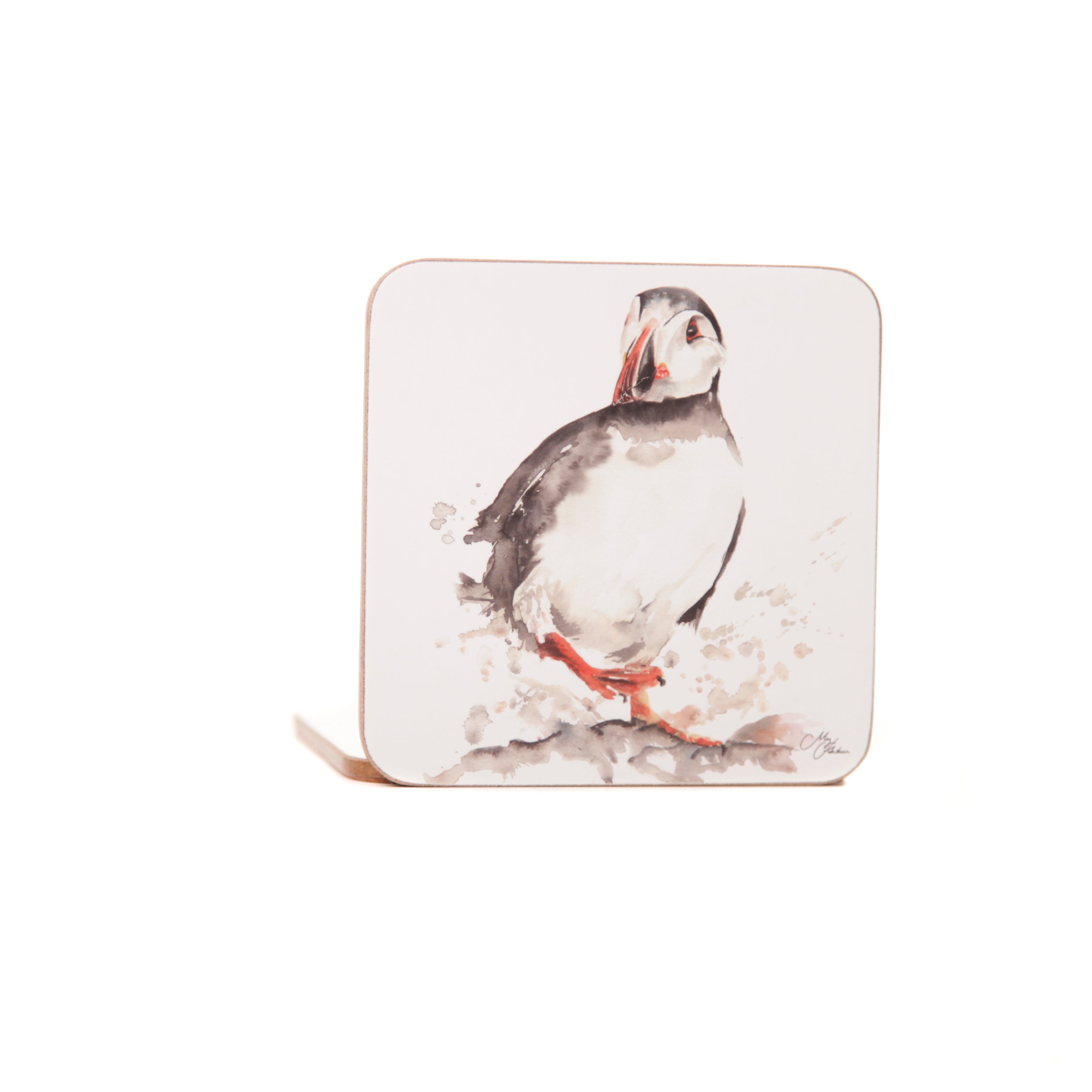 The Coast - Sottobicchieri con design ad acquerello Puffin